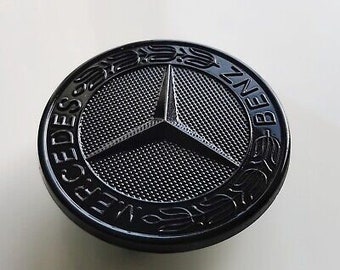 57 mm geschikt voor Mercedes Benz sterembleem front zwart glanzend motorkapafstemming