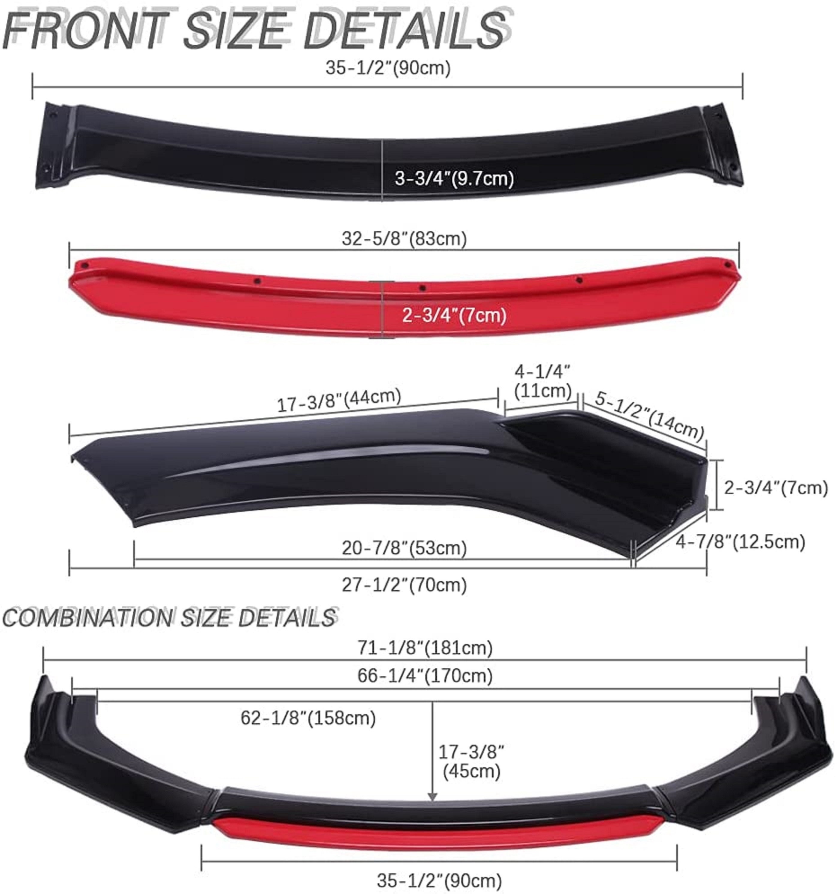 Buy Universal Front Bumper Lip Body Kit ABS Front Spoiler Black