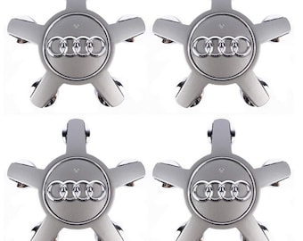 4x 135 mm geschikt voor Audi grijze wielnaafdoppen wieldoppen velgdoppen emblemen badge