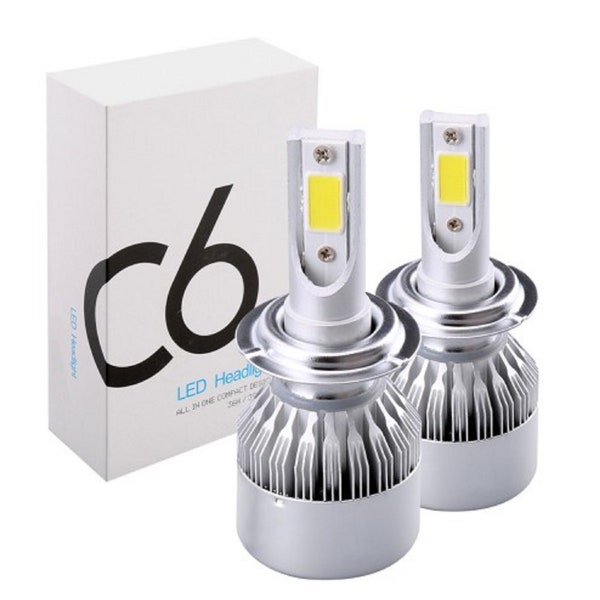 Voiture COB H7 C6 12000LM 72W LED Headlight Kit Hi/Lo Turbo Light 6000K Ampoules