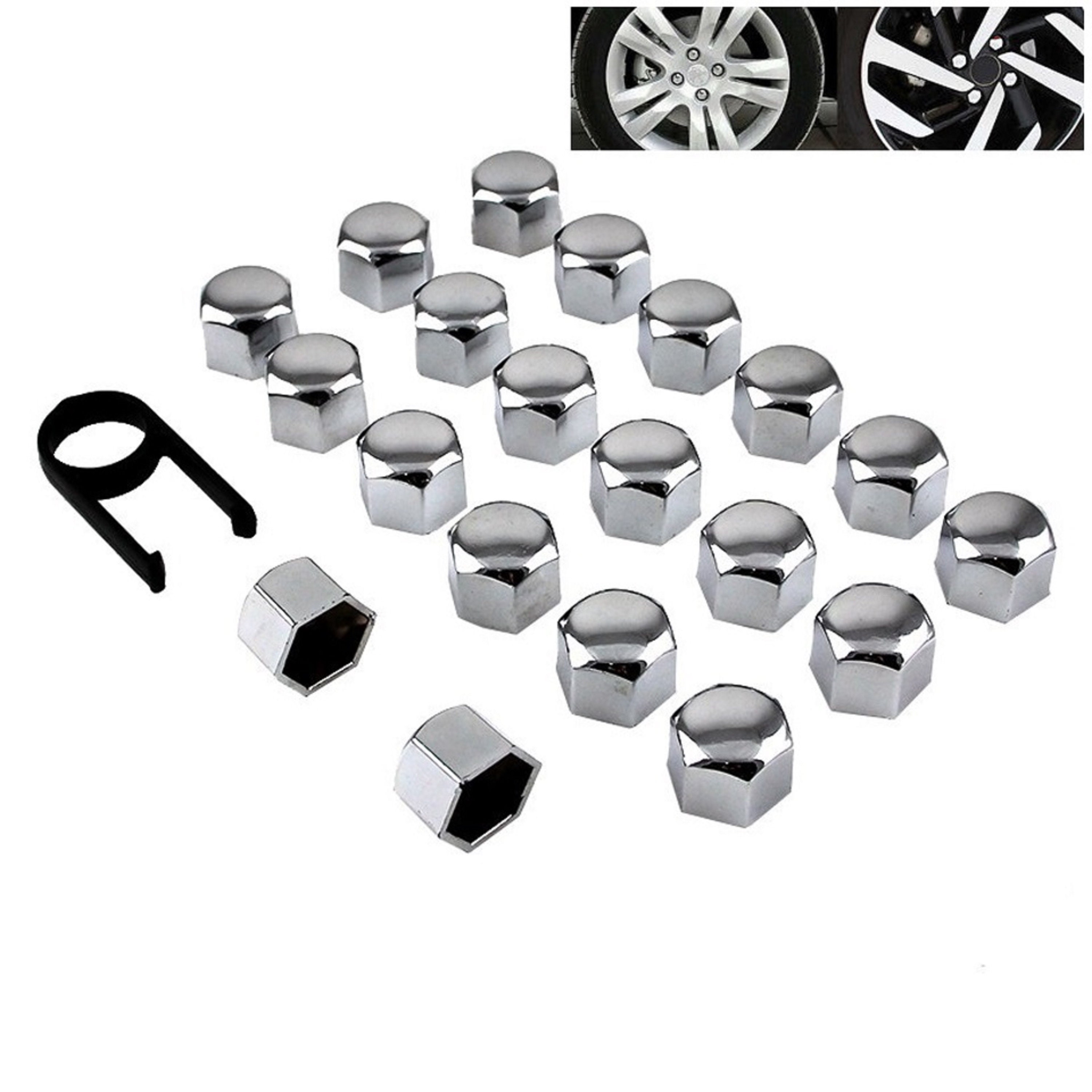 19 mm 20 Pieces Wheel Nut Cap Universal Tyre Nut Covers with Removal Tool Set for Cars Black 