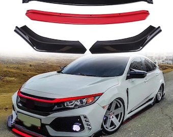 Universal Front Bumper Lip Body Kit, ABS Front Spoiler Black Front Bumper Lip Splitter Body Kit