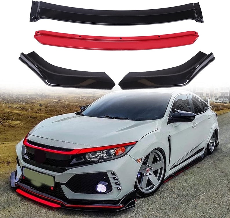 Universal Front Bumper Lip Body Kit ABS Front Spoiler Black Etsy