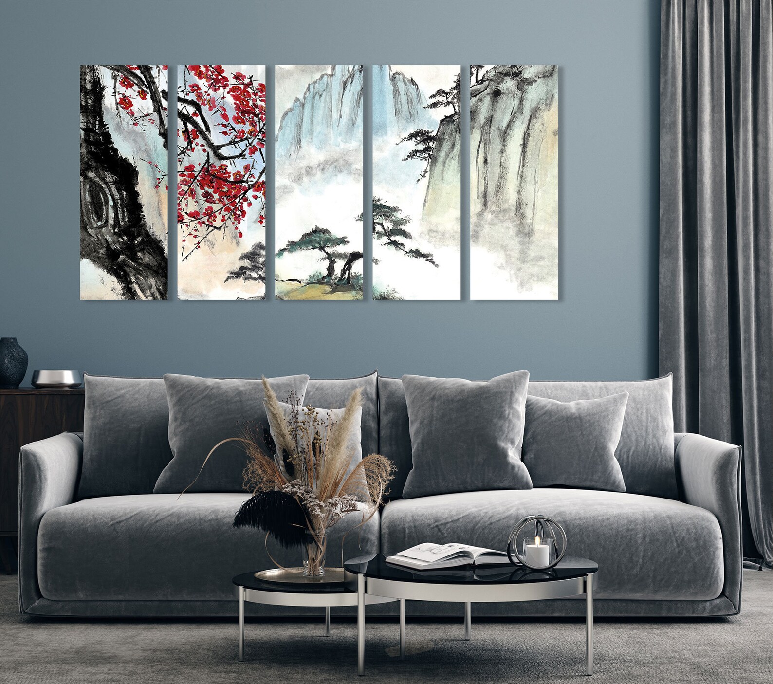 Japan Wall Art Paintings 3 Pieces Set Mountains Canvas Art - Etsy UK