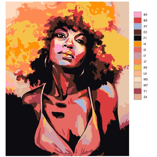 Afro Woman Painting by Numbers Black Woman Paint by Number Kit Etsy