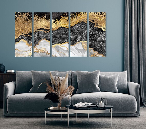 Black and White Marble Wall Art Paintings Panel Wall Pictures Etsy