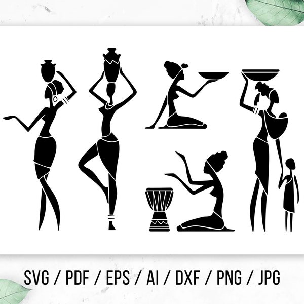 African Woman SVG Cut Files Black Girl Svg Clipart Ethnic Svg Cutting Files Black Woman Silhouette Svg Eps Png Jpg Ai Svg RP0531