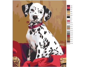 Dalmatian paint by number Dog paint by numbers Puppy paint by number kit color by number Modern Minimalist Bedroom Living Canvas RP0260