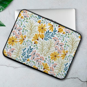 Flowers Laptop Sleeve Floral Art Laptop Sleeve Colorful Laptop Sleeve 12 inch 13 inch  15 inch 16 Inch Sleeve RP0556