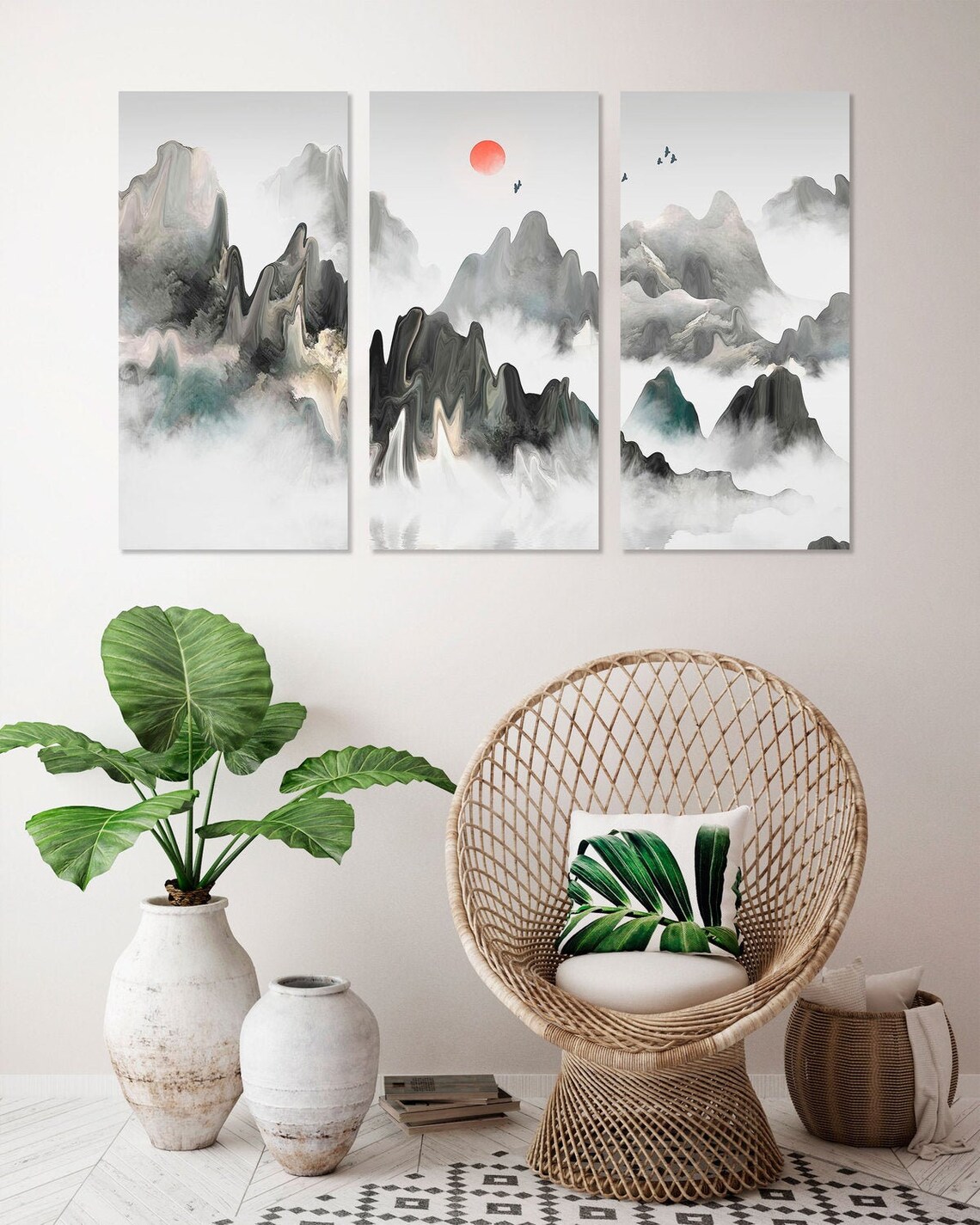 Mountains Wall Art Black And White Canvas Nature Print Large | Etsy