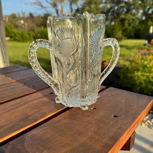 EAPG 1910 Higbee Glass Company Thistle Spooner | Vintage Glassware Tableware Serving