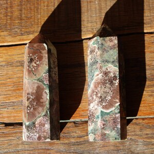 Rare! Pointe Fleurs de Rhyolite et Jasper Vert - Success & Positive Thinking