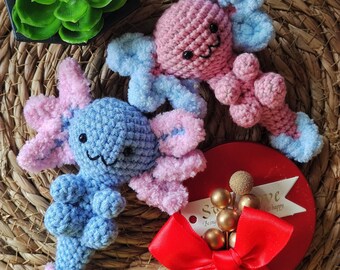 Ideas gift kids Axolotl blue pink toy Gift for her Gift for him Baby axolotl plushie Axolotl party accessories Axolotl shelf decor