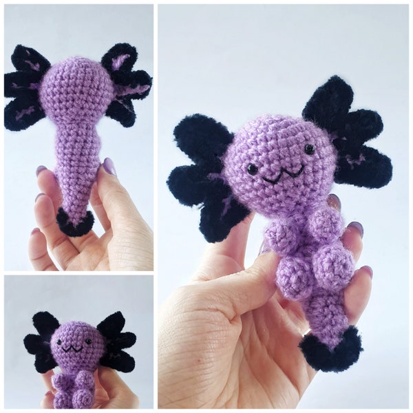 Axolotl plush toy Unique gift Custom crochet animal toy Gift for mom Made in Ukraine Purple baby shower Miniature monster Happy birthday