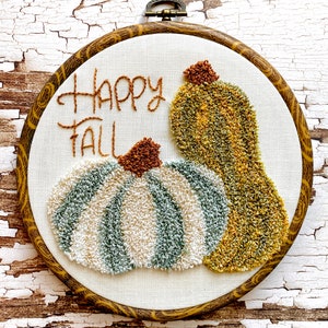 HAPPY FALL  l  Digital Download  l   Punch Needle + Embroidery Pattern | Pumpkins  l  DIY Fall Decor | Punch Needle Pattern | Autumn Decor