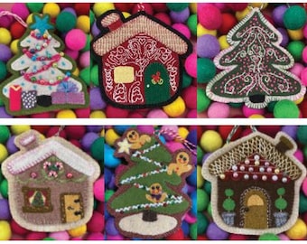Sugar Plum Parish Collection l All 6 Ornaments l Digital Download | Wool Applique Christmas Ornament |  Christmas Decor