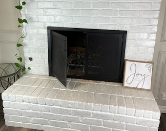 Fireplace Screen With Doors, Custom Made To Fit Your Fireplace, Simple Screen Design, Made in USA