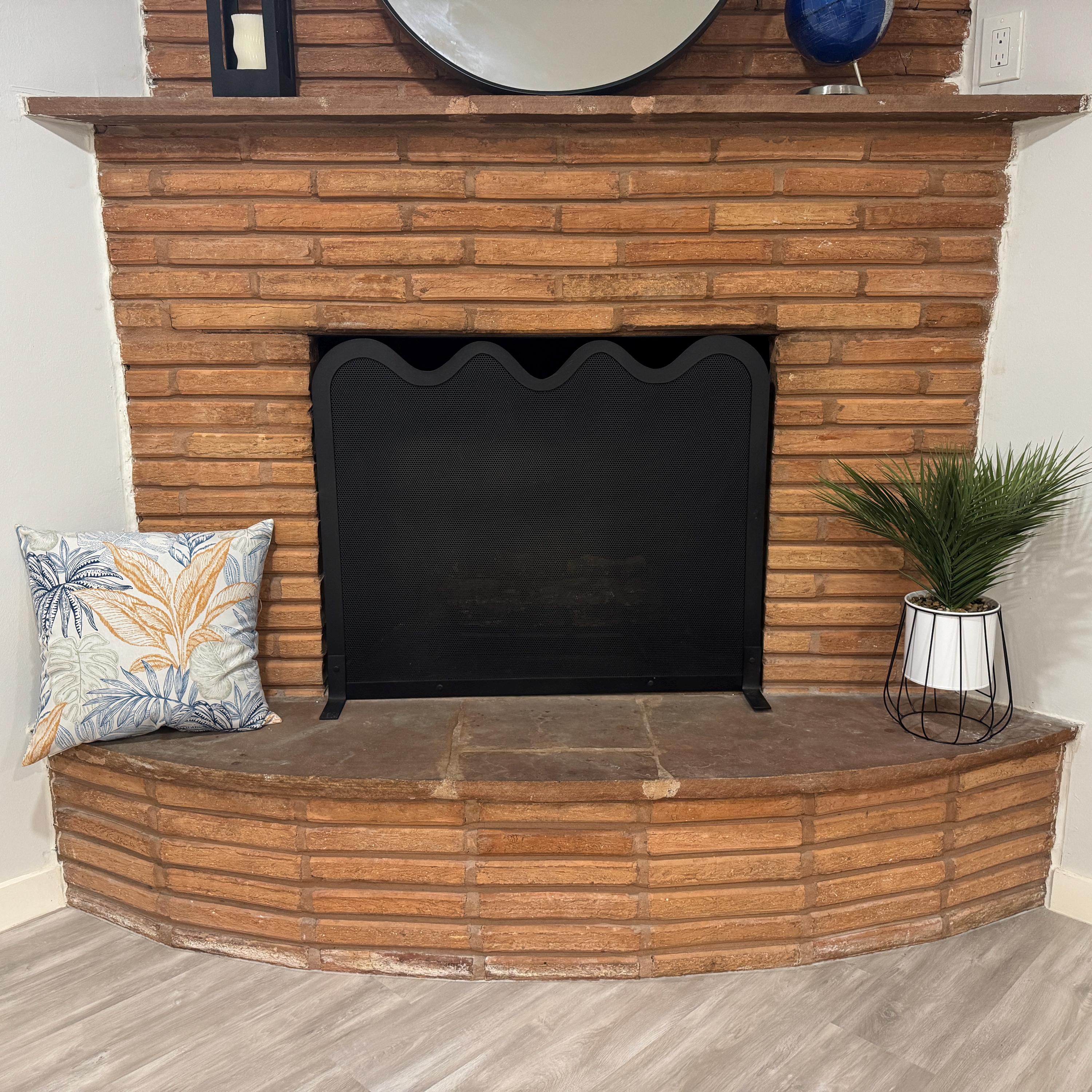 Wave Fireplace Screen, Simple Wave Design, Custom Sizes to Fit Your Fireplace, Hand Made in USA