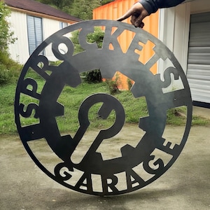 Custom Workshop Sign, Personalized Gear Design, Home Garage Wall Art, Made in USA