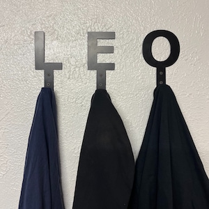 Bold Letter Wall Hook, Personalized Metal Wall Hooks, Monogrammed Home Organization, Custom Letters and Colors, Made in USA