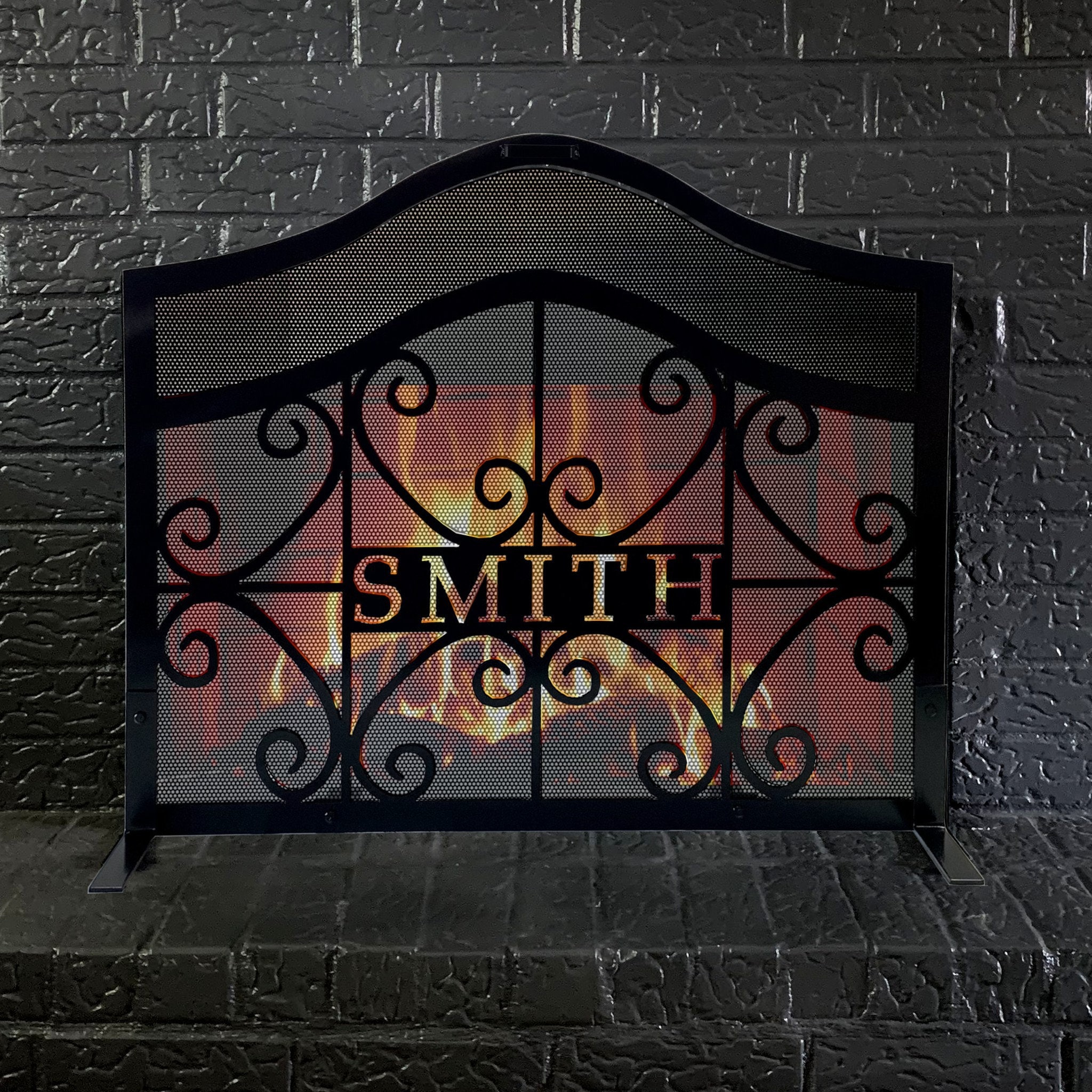 Customized Personalized Fireplace Screen Simple Steel Design Etsy