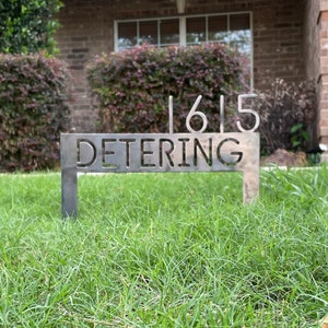 Custom Lawn Address Sign, Metal Driveway Yard Sign With Stakes, House Numbers For Yard, Made in USA