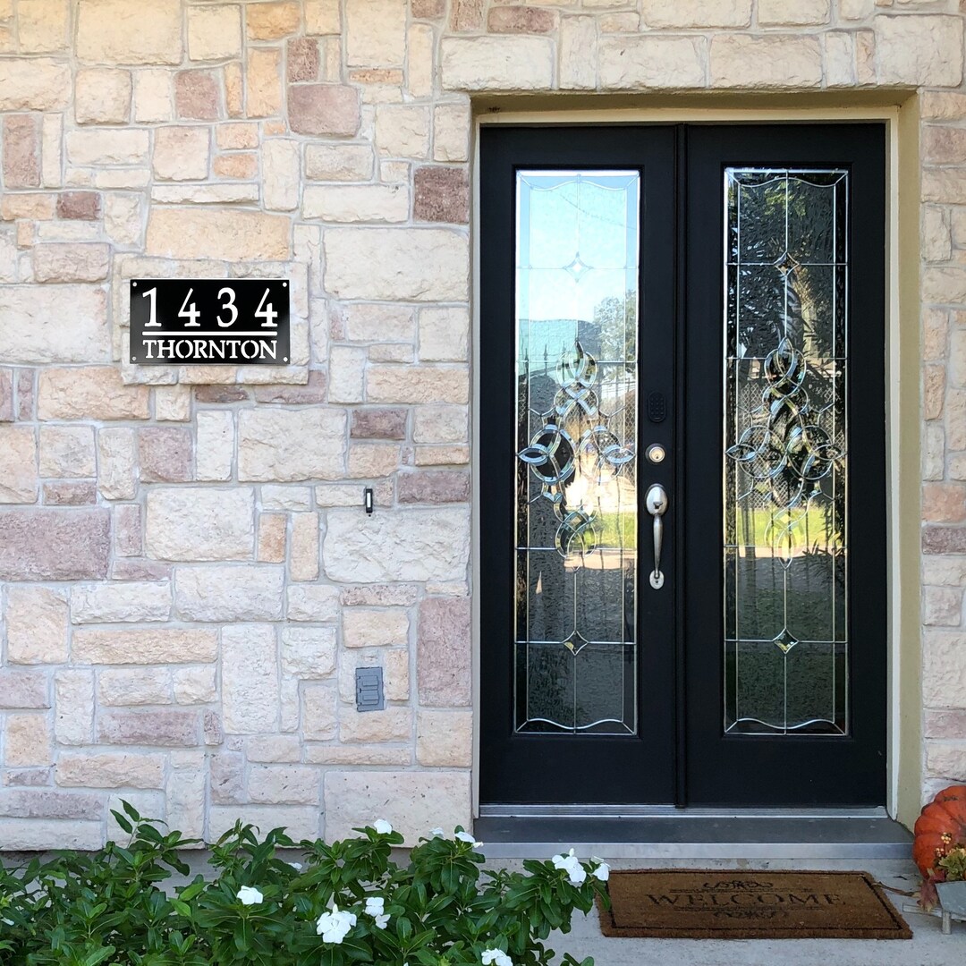 Custom Home Address Sign, Metal House Number Plaque, Personalized ...