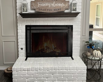 Large Custom Fireplace Screen, Windowpane Steel Design, Custom Sizes up to 60" W x 40" H to Fit Your Fireplace, Hand Made in USA