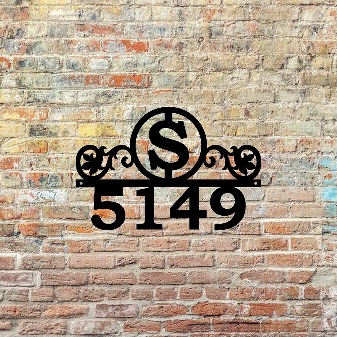 Circular Monogram Address Sign, Custom House Number, Personalized ...