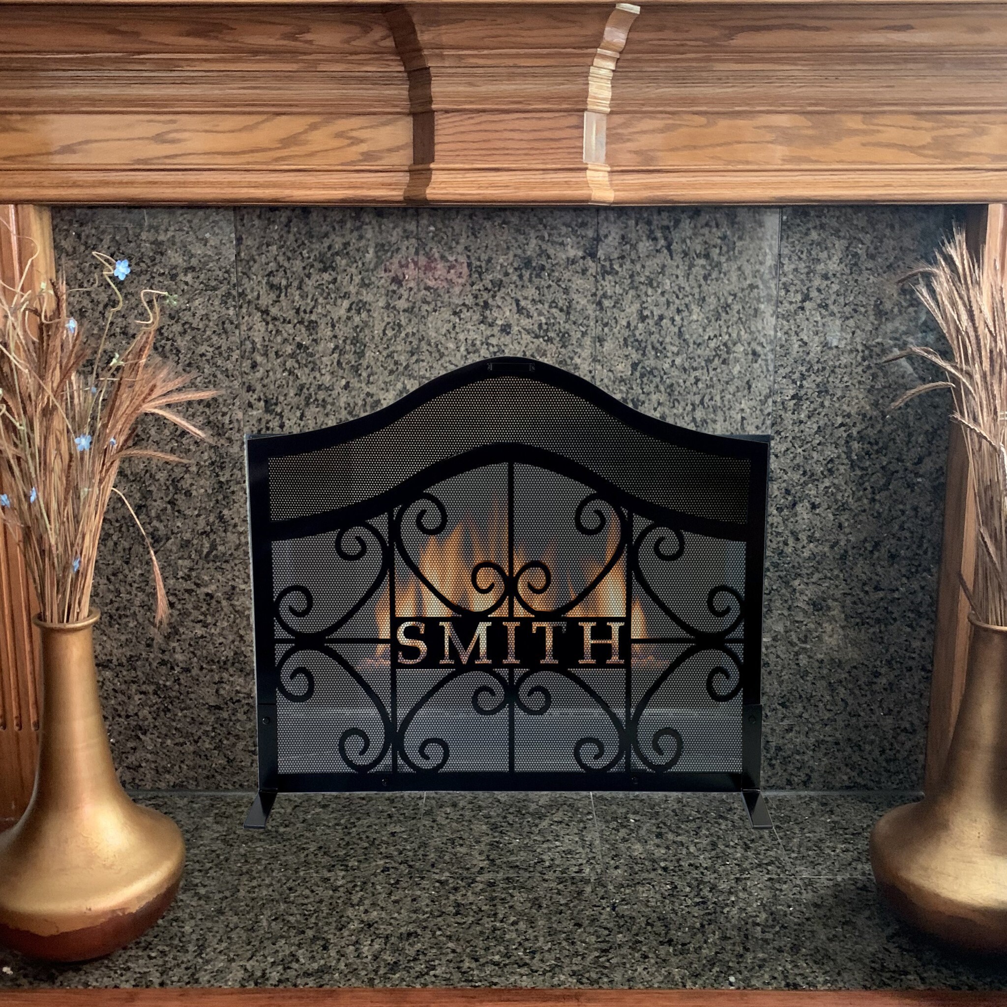 Customized Personalized Fireplace Screen Simple Steel Design Etsy