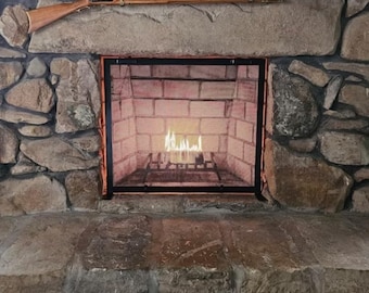 Custom Fireplace Screen, Simple Steel Design, Custom Sizes to Fit Your Fireplace, Fireplace Cover, Hand Made in USA