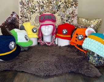 Adorable Crochet Paw Patrol Beanie “Skye, Everest, Rubble, Marshall, Rocky, Zuma, Chase” Handmade, Gift, Mother’s Day, adult,  kid,