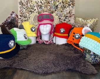 Adorable Crochet Paw Patrol Beanie “Skye, Everest, Rubble, Marshall, Rocky, Zuma, Chase” Handmade, Gift, Mother’s Day, adult,  kid,