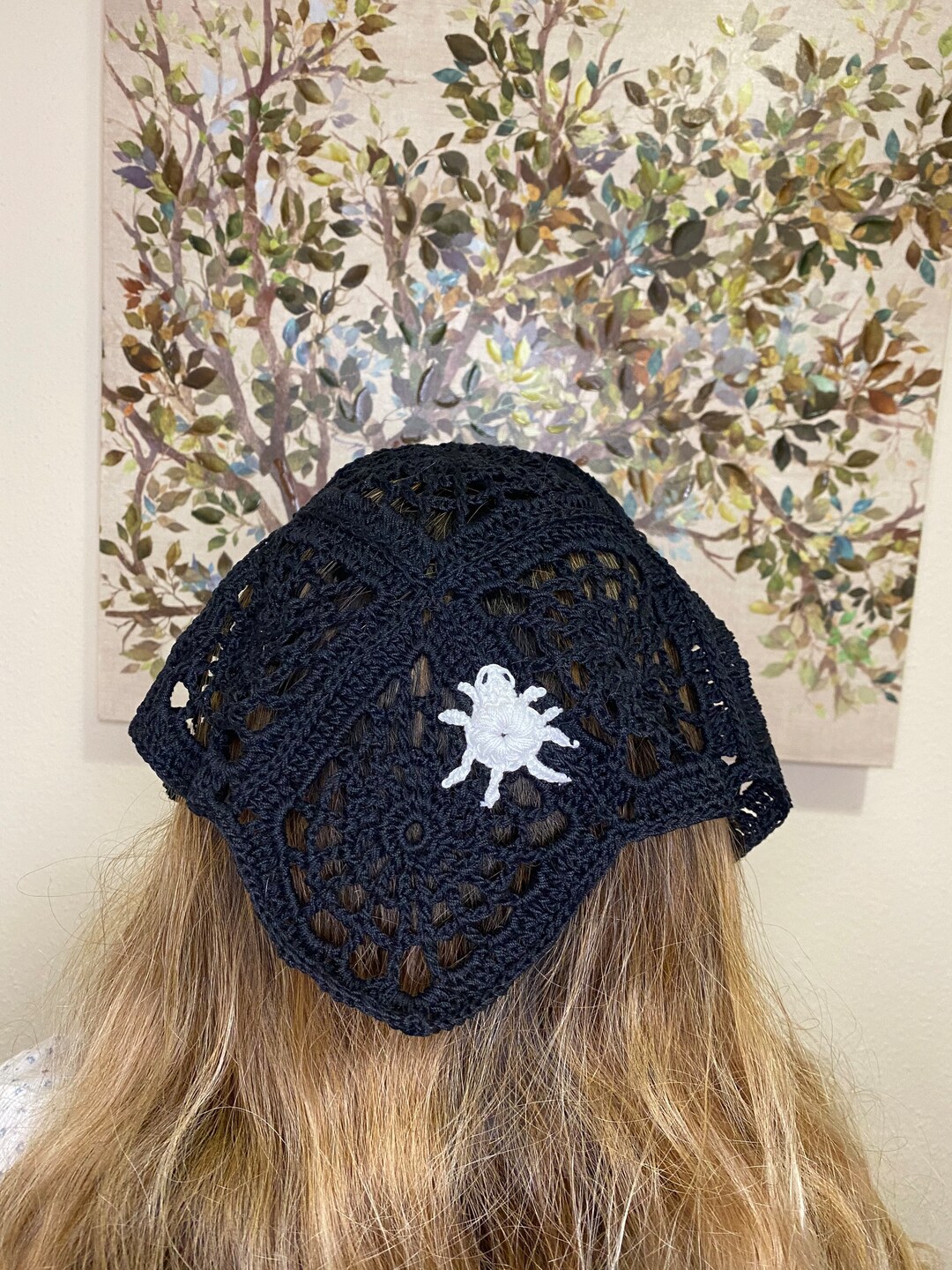 Crochet Spiderweb Bandana: Handmade Cotton Halloween Accessory Etsy