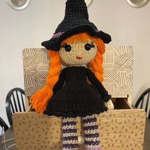 Handmade Crochet Witch Doll: Halloween Decor Toy
