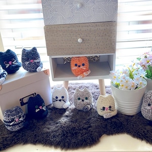 Adorable gato de crochet, Día de la Madre, Día de San Valentín, Navidad, Día de Acción de Gracias, Hecho a mano, Decorar, Regalo, Coleccionable, Algodón, Presente