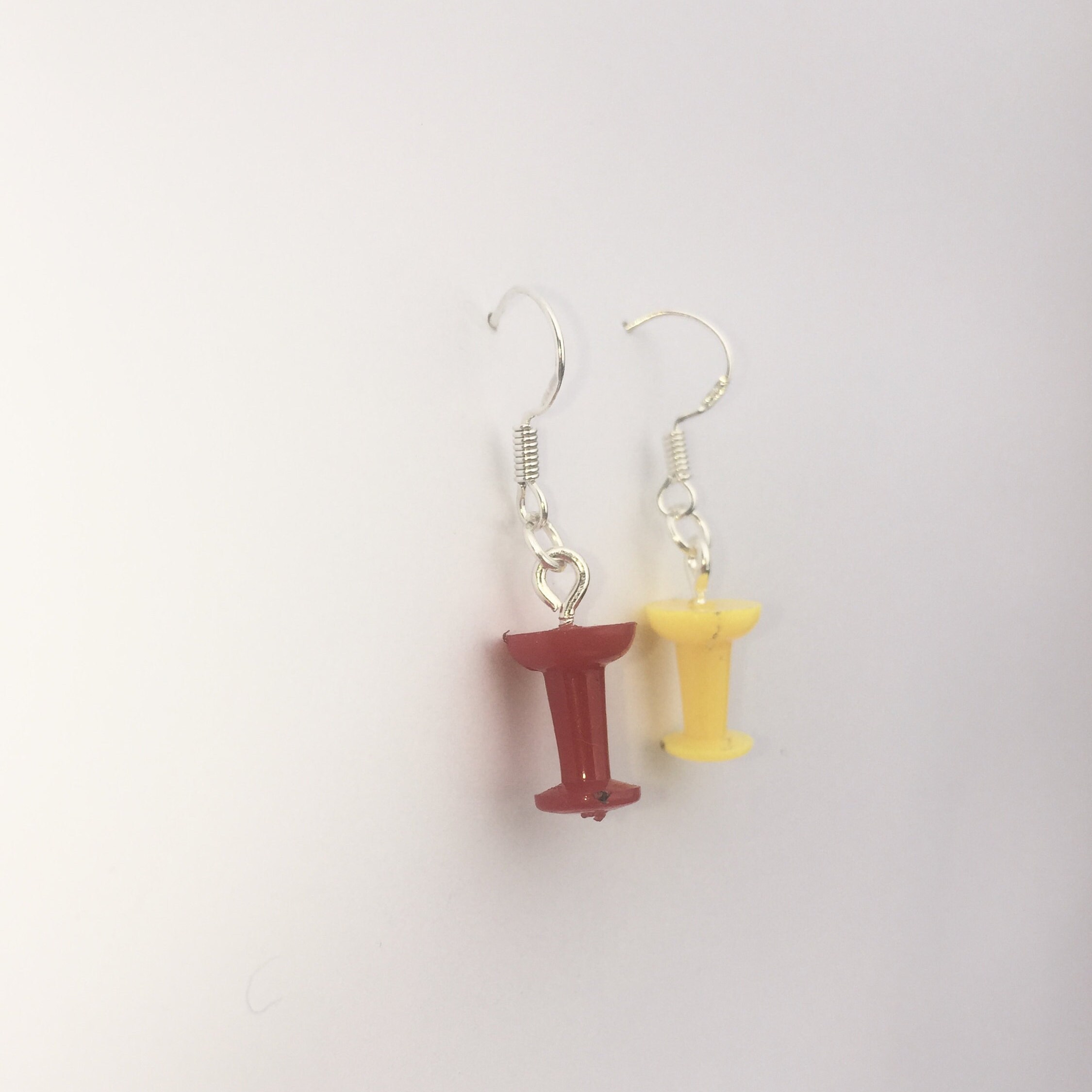 Yellow and Red Push Pin Earrings 925 Sterling Silver Hooks Etsy
