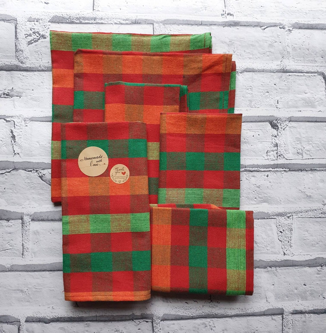 100 cotton fabric napkins. Pack of six. Size Etsy