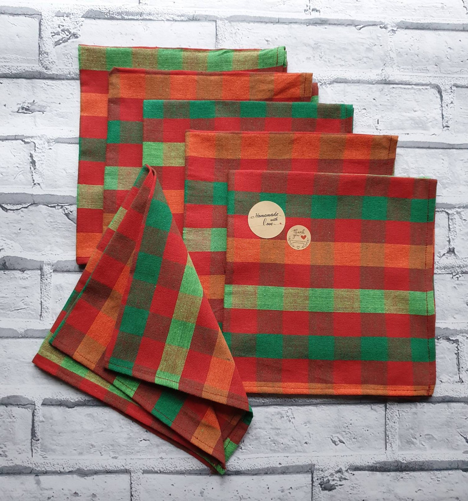 100 cotton fabric napkins. Pack of six. Size Etsy