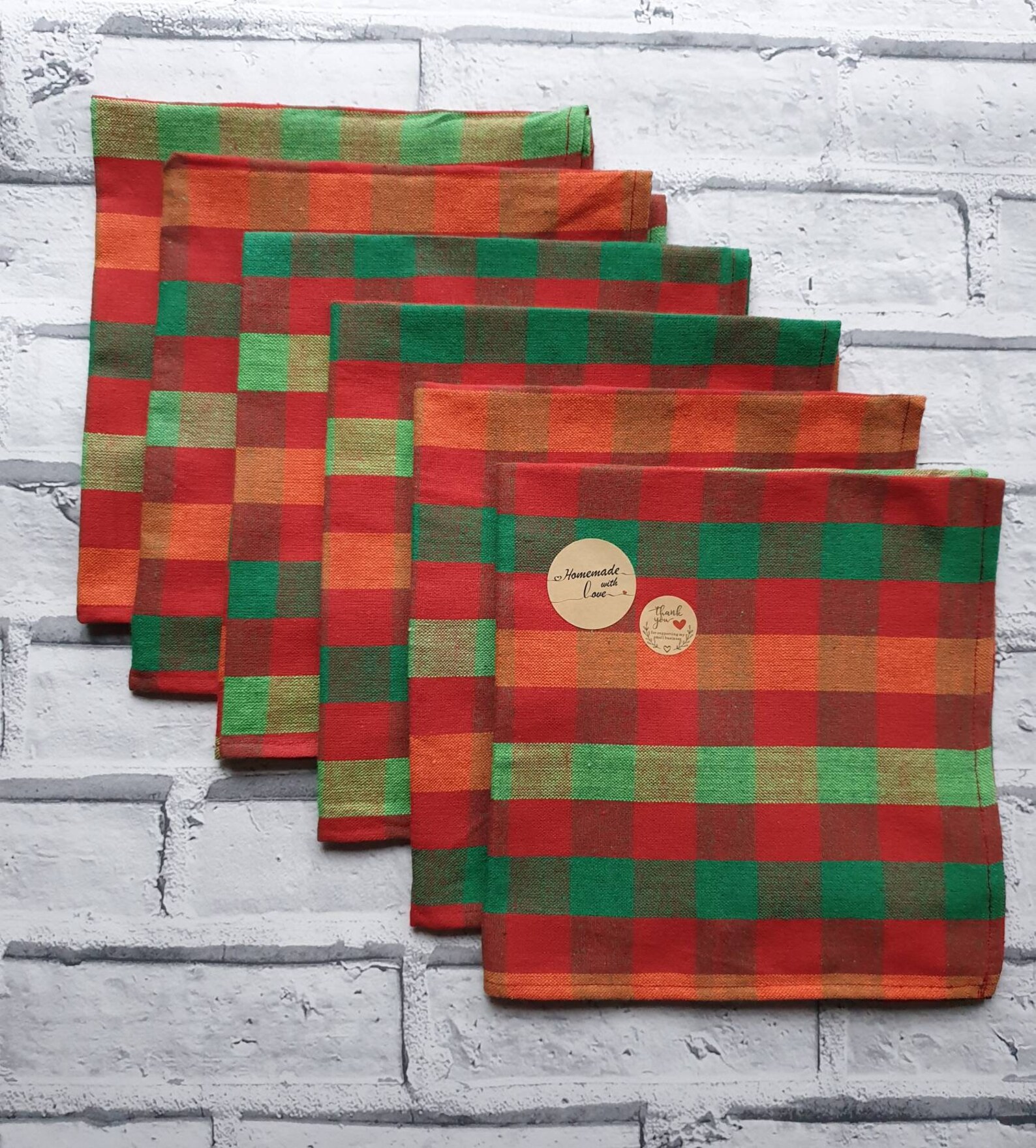 100 cotton fabric napkins. Pack of six. Size Etsy