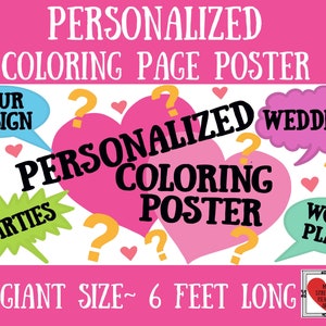 POSTER DA COLORARE, PERSONALIZZATO Per bambini, Poster grande, Disegni personalizzati Stampato Ampio poster da colorare su carta architettonica per decorazioni per feste