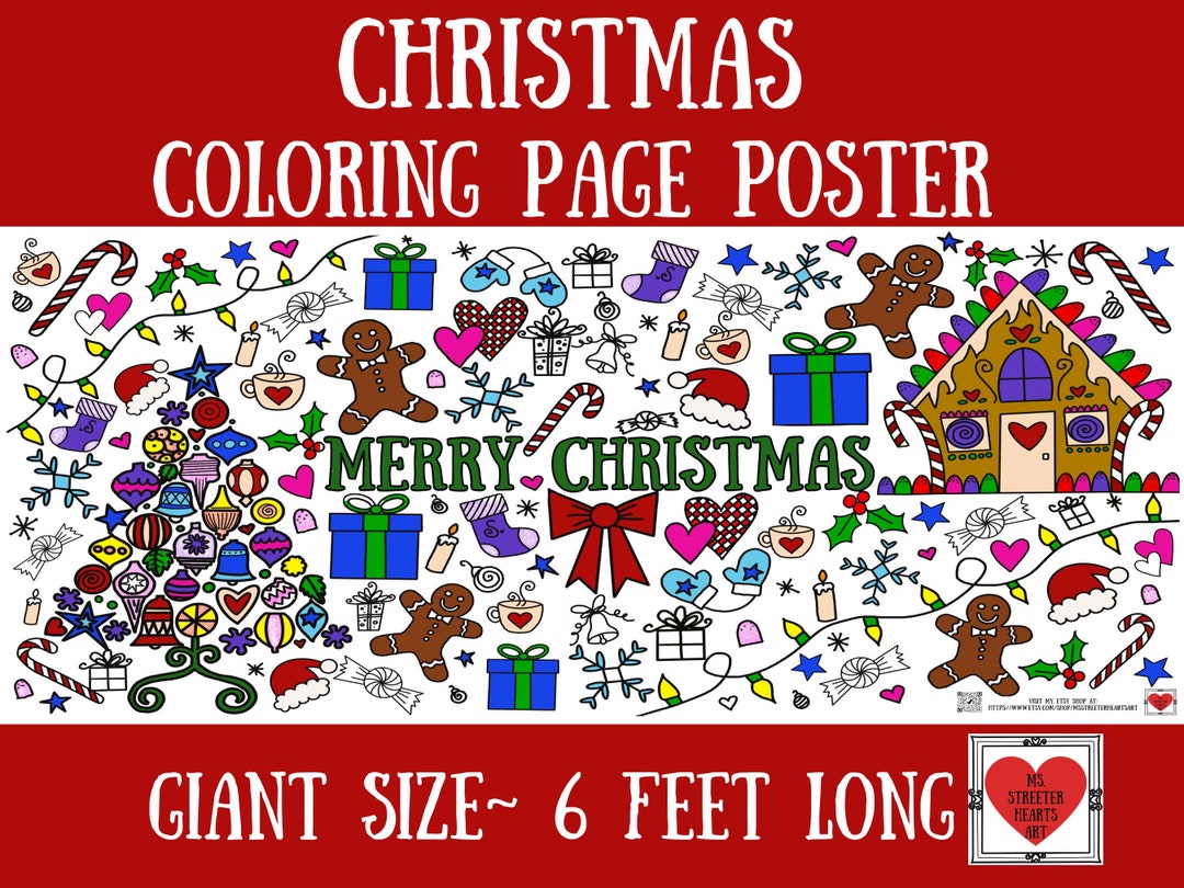 Christmas Coloring Poster/ Large Coloring Poster/ Christmas Decorations ...