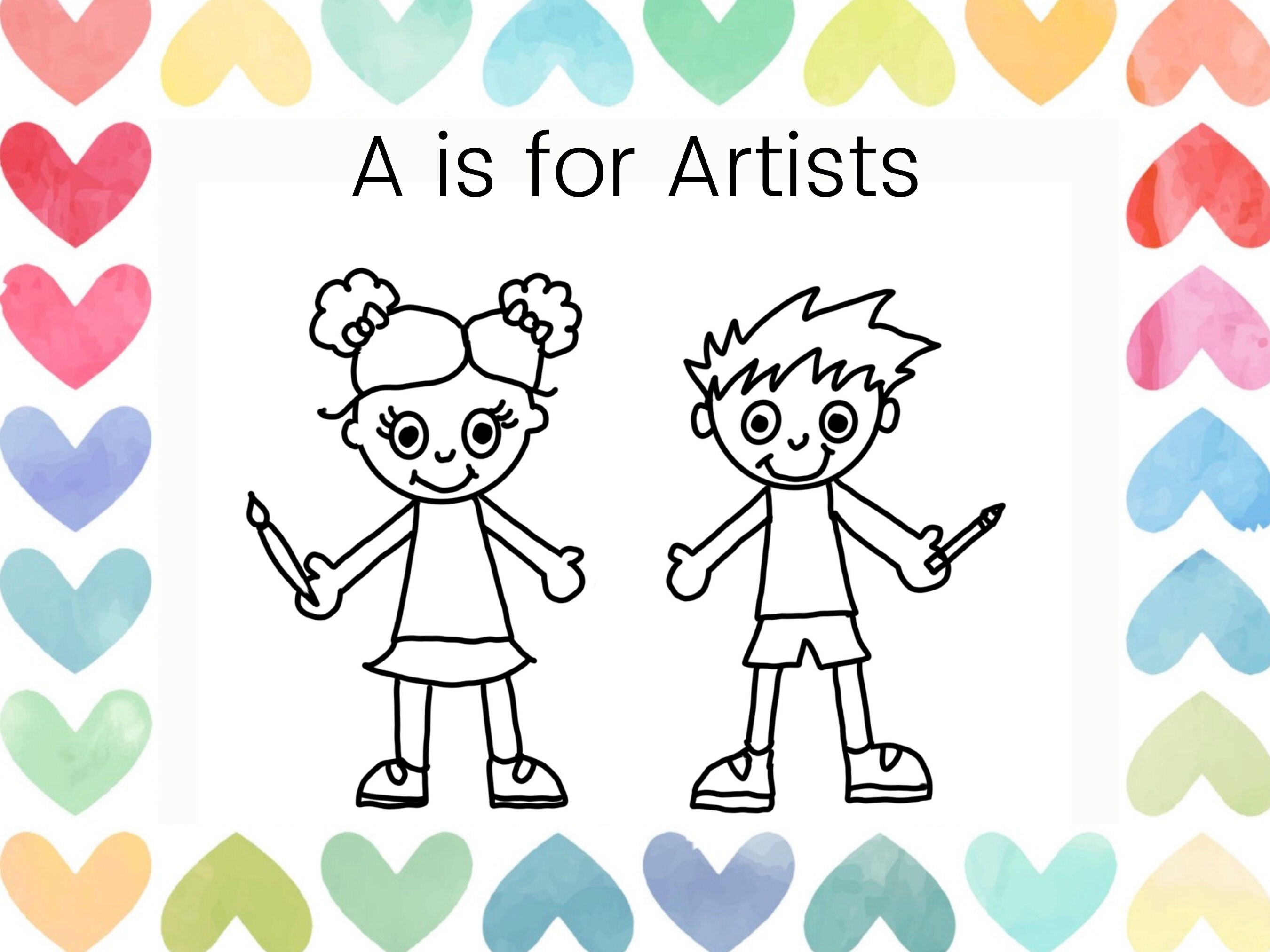 CUTE ALPHABET LEARNING Coloring Pages, Digital Download File Artist
