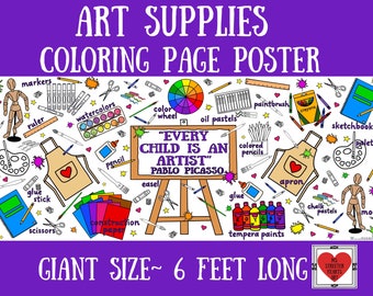 CARTEL PARA COLOREAR, aula Montessori, carteles EDUCATIVOS, material de arte para actividades infantiles, pancarta gigante para colorear