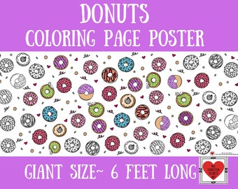 CARTELES GENIALES, CARTEL PARA COLOREAR, BANDERÍN DE DONUT, CARTEL HERMOSO, DISEÑOS PARA COLOREAR, CARTEL DE DECORACIÓN PARA COLOREAR CON TEMAS BOHO DE DONUT PARA REGALO