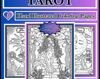 SUN,MOON & STAR Tarot Coloring Pages