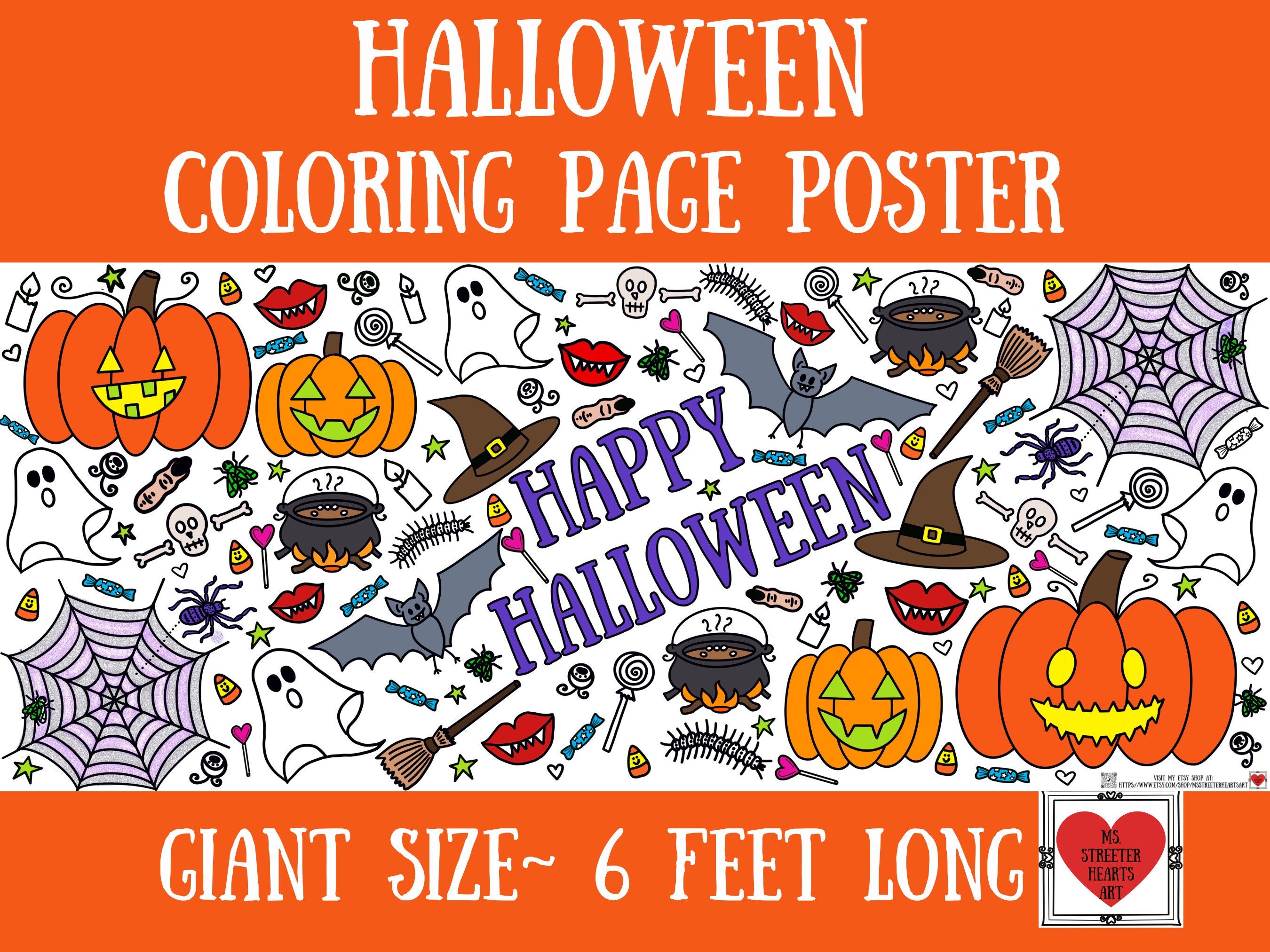 Giant Halloween Coloring Poster/ Coloring Poster/ Halloween - Etsy