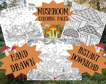 Dibujos para colorear del País de las Setas / Fantasía dibujada a mano (Descarga en PDF)