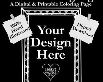 Diseño de página para colorear personalizada / Ilustración dibujada a mano / Uso personal, escolar, empresarial y para eventos / Descarga digital en PDF