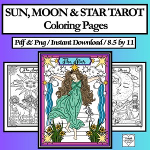 SUN,MOON & STAR Tarot Coloring Pages